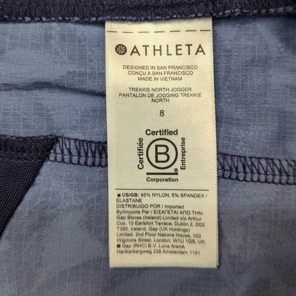Athleta Trekkie North Jogger Pant Blue Floral Ankle Cropped Zip Pockets - Sz 8 - Picture 5 of 5